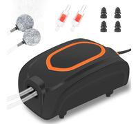 JAMATA Ossigenatore per Acquario, Potente Pompa d'Aria Per Acquario 4W, Aeratore Acquario Super Silenzioso con 2 Pietre a Bolle e 2 Valvole, Pompa Aria Acquario Areatore per Acquario da 10-200L