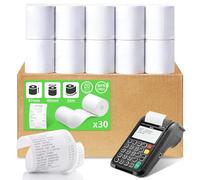 JAMATA Rotoli Termici per POS 57mmx40mmx16m-Carta Termica di Alta Qualità,Compatibile con Registratori di Cassa e Dispositivi di Pagamento,Lunga Durata e Alta Definizione di Stampa Pacco da 30 Rotoli