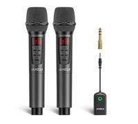 JAMELO Microfono Wireless da 2,4 GHz, Sistema Microfonico Cordless con Ricevitore, Set Microfono Professionale per Canto con Riverbero ed Equalizzatore, per Karaoke Chiesa Matrimoni Lezioni Discorso