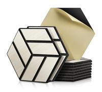 JAMELO Pannelli acustici impiallacciati in legno, 10 pezzi, 30 x 15 x 1,2 cm, pannelli acustici, autoadesivi, pannelli da parete 3D, per soffitto, porte, pareti, rivestimento in rovere bianco