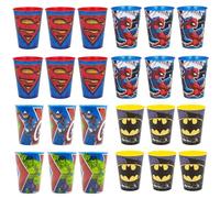 JAMERPD Confezione da 24 bicchieri per bambini in plastica riutilizzabile da 260 ml. Spiderman - Batman - Capitan America - Hulk - Superman - 24 confezioni bicchieri super eroi - campeggio-estate