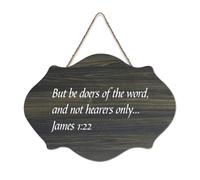 James 1:22 But Be Doers of The Word, And Not Hearers Only, targa da parete stampata in legno rustico, cartello artistico da parete in legno, citazioni con frasi artigianali, poster moderno per ufficio
