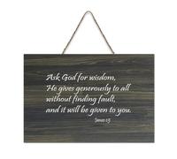 James 1:5 Ask God for Wisdom He Gives Generously to All Without Finding Fault And It Will Be Given Cartello in legno 15 x 10 Wall Art Rustico Appeso Placche in legno per porta d'ingresso soggiorno