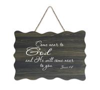 James 4:8 Wall Art Come Near to God And He Will Come Near to You Placca stampata da parete in legno rustico cartello artistico da parete poster per ufficio nuova decorazione per la casa regali 15,2 x
