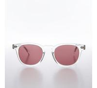 James Dean Stile Corno Cerchio Occhiali da Sole Trasparente / Rosa Lenti -