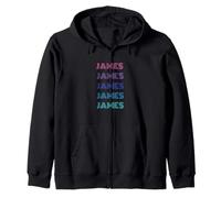 James Funny Retro Nome Grafico Stile Classico Felpa con Cappuccio