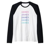 James Funny Retro Nome Grafico Stile Classico Maglia con Maniche Raglan
