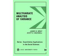 James H. Bray Scott E. Maxwell Multivariate Analysis of Variance (Tascabile)