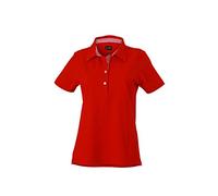 James & Nicholson Maglia Polo da Donna con Inserto alla Moda (XL, Red/Red-White)