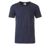 JAMES & NICHOLSON - Maglietta da uomo Bio con orlo arrotolato alla moda, Marina, M