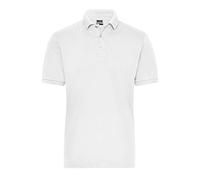 James & Nicholson - Polo da uomo in morbido piqué elastico bianco 3XL