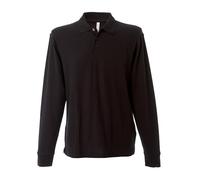 James Ross Collections-Polo a Manica Lunga NEW ZELAND 100% Cotone Piquè e Bottone Italia,BLACK-XL