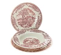 James Sadler&Sons, servizio tavola,18 Pezzi, Earthware, Decoro Brookpink, Arredo Tavola, Bianco/Rosso