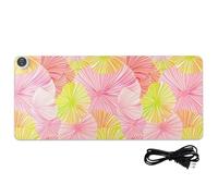 James Style - Tappetino per mouse riscaldato, in pelle, colore rosa e giallo, 80 x 33 cm, protezione invernale da scrivania per tastiera, scrivania, giochi, studio