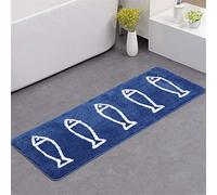 JameStyle26 - Tappetino antiscivolo per bagno, ad asciugatura rapida, adatto anche per la cucina, motivo: pesce, colore: blu/bianco, Poliestere, Blu, 45 x 120 cm