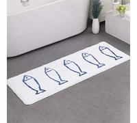 JameStyle26 - Tappetino antiscivolo per bagno, ad asciugatura rapida, adatto anche per la cucina, motivo: pesce, colore: blu/bianco, Poliestere, bianco, 45 x 120 cm