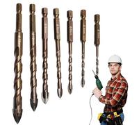 jamgeery Set di Punta Trapano per Calcestruzzo | Set di Punte per Piastrelle | 7 Pezzi Punte di Precisione Resistente per Trapano a Martello per Legno, Porcellana, Marmo, Alluminio, Granito, Vetro,