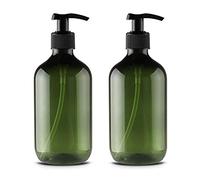 JamHooDirect 2 bottiglie vuote in plastica da 300 ml, ricaricabili, per lozioni, shampoo, bagnoschiuma, gel doccia, contenitori, articoli da toeletta e liquidi, colore verde