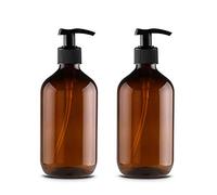 JamHooDirect 2 bottiglie vuote in plastica da 300 ml, ricaricabili, per lozioni, shampoo, bagnoschiuma, gel doccia, contenitori, articoli da toeletta e liquidi, colore marrone