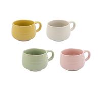 Jamie Oliver Big Love Cosy Cuppa, Set da 4 tazze da tè/caffè in gres maculato, adatte per il microonde e la lavastoviglie, in colori assortiti, 375 ml, 13 x 10 x 7 cm, adatte come regalo