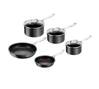 Jamie Oliver by Tefal Cook's Direct - Set di 5 pentole a induzione anodizzate dure, rivestimento antiaderente, pentole antiaderenti sicure, indicatore di calore, padella a induzione E017S555