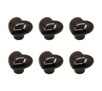 JAMIEKA 6 pomelli in ceramica a forma di cuore, foro singolo, colore nero | Hardware decorativo ceramico della mobilia del foro singolo per il cassetto del comodino del guardaroba, porte di stoccaggio
