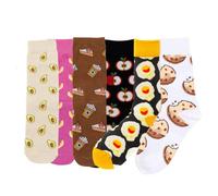 JAMILA Calze Donna Divertenti e Originali in Cotone, Calzini Simpatici in Varie Fantasie Tg Unica EU 36-42 (7 Pack-Brunch)