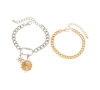 JAMNGHB 2 braccialetti alla moda con ciondoli a tema hip hop con stella tempestata di strass e catena regolabile, aspetto giovanile, articolo di lusso