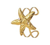JAMNGHB Apribile Sea Star Shell Design Moda Aperto Elegante In Acciaio Inox Polso Accessorio Per Uso Quotidiano Spiaggia Tema Gioielli Di Moda Per Le Donne, Misura unica, come descritto