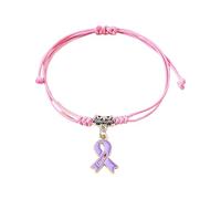 JAMNGHB Braccialetto con nastro viola per la consapevolezza del carcinoma toracico, regolabile, intrecciato a forma di cuore, per donne e ragazze, braccialetto con ciondolo a nastro regolabile, Misura