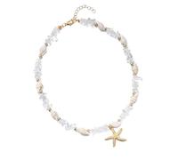 JAMNGHB Collana regolabile in stile costiero con intarsio in pietra schiacciata, catena in lega resistente alle allergie per le vacanze da indossare tutti i giorni Collana a catena con conchiglie