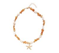 JAMNGHB Collana regolabile in stile costiero con intarsio in pietra schiacciata, catena in lega resistente alle allergie per le vacanze da indossare tutti i giorni Collana a catena con conchiglie