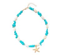 JAMNGHB Collana regolabile in stile costiero con intarsio in pietra schiacciata, catena in lega resistente alle allergie per le vacanze da indossare tutti i giorni Collana a catena con conchiglie