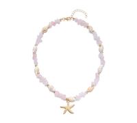 JAMNGHB Collana regolabile in stile costiero con intarsio in pietra schiacciata, catena in lega resistente alle allergie per le vacanze da indossare tutti i giorni Collana a catena con conchiglie
