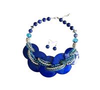 JAMNGHB Contemporaneo Shell Jewelry Ensembles collana con orecchini abbinati, versatile da indossare dalla spiaggia a cena 125 g catena premium versatile collana conchiglia, One Size, come descritto