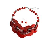 JAMNGHB Contemporaneo Shell Jewelry Ensembles collana con orecchini abbinati, versatile da indossare dalla spiaggia a cena 125 g catena premium versatile collana conchiglia, One Size, come descritto