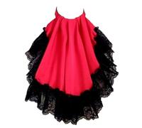 JAMNGHB Elegante collare staccabile in pizzo a tema francese Jabot falso collare con dimensione regolabile per le donne spettacolo teatrale costume puntelli pizzo, Rosso, Taglia unica