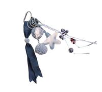 JAMNGHB Elegante portachiavi a forma di cuore con fiocco e stella, in pelle PU, accessorio per donne e uomini, uso quotidiano, P, Taglia unica