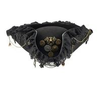 JAMNGHB Metal Gear, cappello da pirata con dettagli in pizzo, unisex, per adulti, per costume coloniale e spettacoli teatrali, accessori per rievocazioni storiche