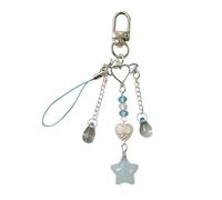 JAMNGHB Portachiavi alla moda a cinque punti con decorazione a goccia d'acqua Accessorio multiuso per personalizzazione e organizzazione Portachiavi alla moda, Blu, Taglia unica