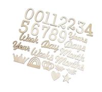 JAMNGHB Segnapunti per la crescita del bambino, in legno, con numeri e parole, puntelli per foto e decorazione da parete per cameretta dei bambini, set di numeri