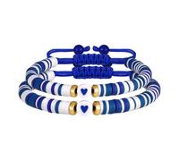 JAMNGHB Set di braccialetti dell'amicizia flessibili ed elastici in morbida argilla, regolabili, gioielli leggeri per la migliore amica