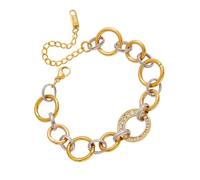 JAMNGHB Stili confortevoli oro argento bicolore in acciaio inox gioielli circolari comodi accessori da polso moda cerchio