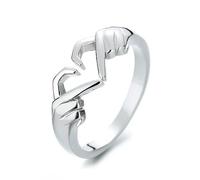 JAMNIK Mano d'amore romantica con anello a forma di cuore Coppia creativa Colore argento Anelli aperti regolabili Regalo di gioielli per feste di personalità