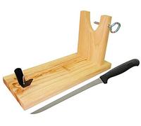 JamonOnline - Supporto per prosciutto, con panchina e coltello per prosciutto, colore: nero