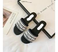 JAMPOL Scarpe da Spiaggia Pantofole Pantofole firmate Lettere Pantofole con Zeppa Spessa con Plateau alla Moda Estiva (Colore : Black, Size : 40 EU)