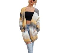 Jamron Donna Moda Tie-Dye Arcobaleno Cardigan Lungo Leggero Maglione Cappotto Marrone SN602C226 L
