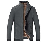 Jamron Uomo Inverno Giacca in Pile Caldo Colletto Rialzato Cerniera Intera Giacche Imbottite con Tasche con Cerniera Grigio L