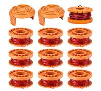 JAMSSOW 10 Bobine Tagliaerba Compatibili con Worx WA0010 WA0004,Filo Tagliabordi Bobine Adatto per Worx WG151 WG154 WG155 WG160 WG163 WG175 WG180,Lunghezza 3,04m,Ø1,65mm(10 Bobine + 2 Tappo)