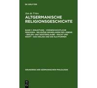 Jan de Vries Einleitung - Vorgeschichtliche Perioden - Religi (Copertina rigida)